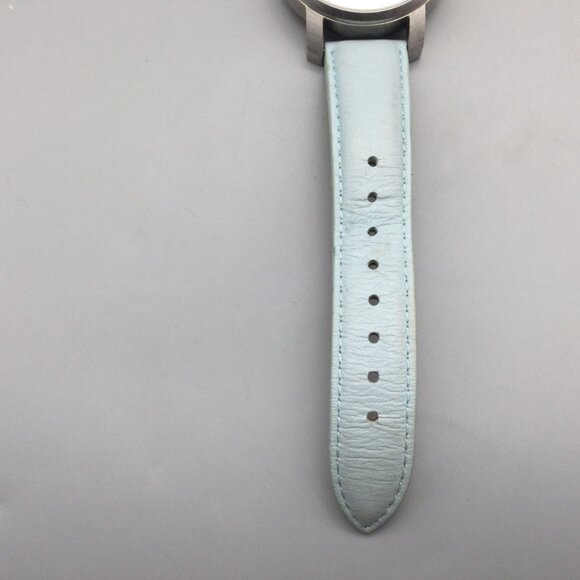 MVMT Watch Women 38mm Silver Tone Blue Leather Band New Battery